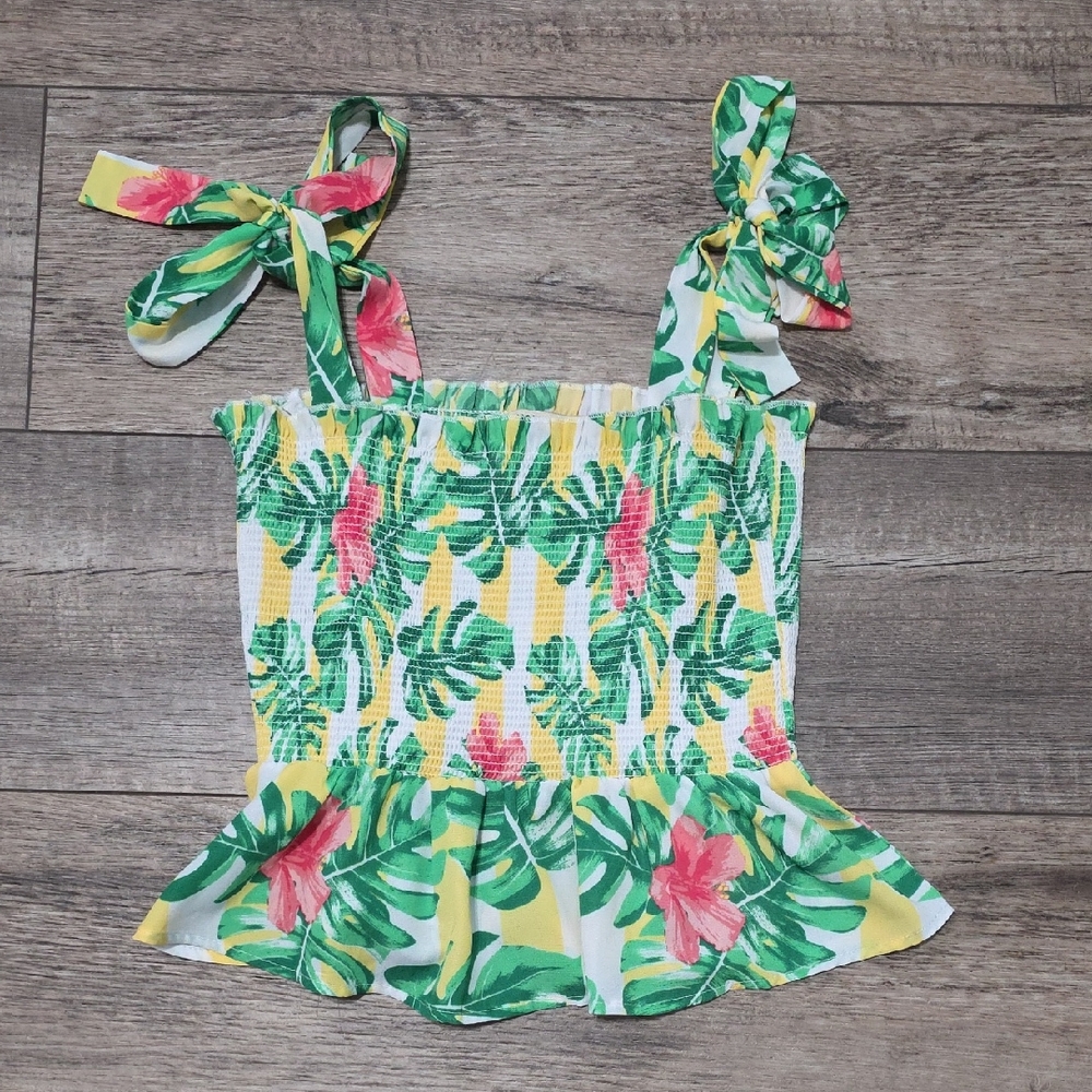 Chance Or Fate Tropical Leaf Print Top with  Straps